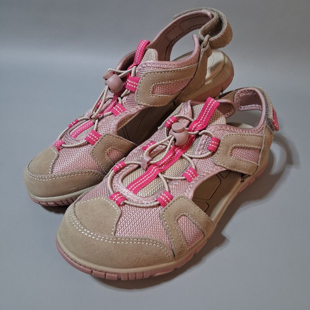 Lands End Womens 9B Pink Tan Trail Water Sandals Outdoor Hiking Athletic Shoes